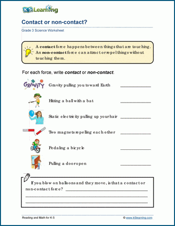 types of force worksheet