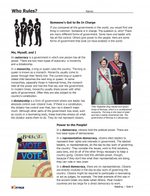types of government worksheet printable