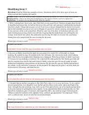 types of irony worksheet