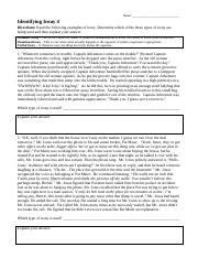 types of irony worksheet