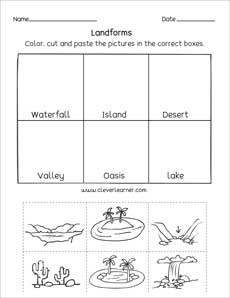 types of landforms worksheet