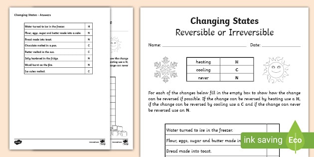 Changing States of Matter Worksheet - Science Resource - Twinkl