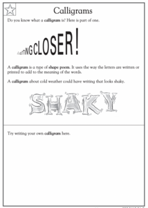 types of poetry worksheet