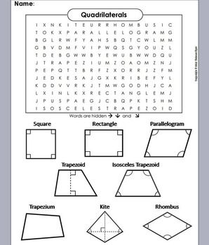 types of quadrilaterals worksheet