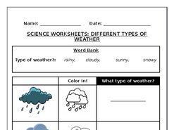 Science worksheets: Different types of weather  