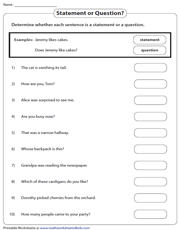 Types of Sentences Worksheets