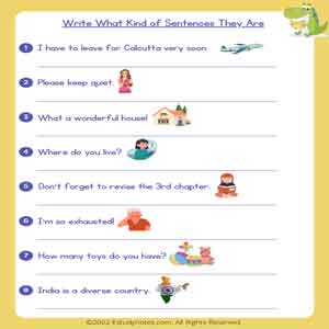 kinds of sentences worksheet for class 4 with answers - Page 2 of ...
