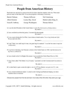 People From American History Worksheet for 4th Grade | Lesson Planet