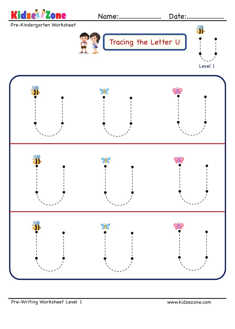 u worksheet for preschool