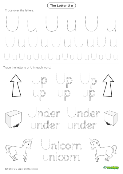 u worksheet for preschool