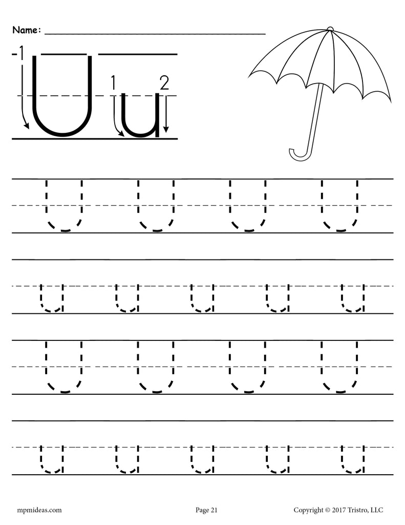 u worksheet for preschoolers