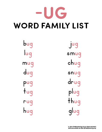 ug word family worksheet