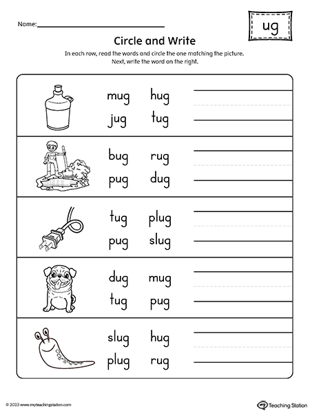 ug word family worksheet