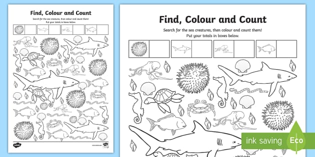 Under the Sea Colour and Count Activity | Worksheet - Twinkl