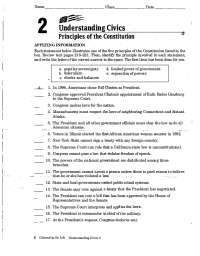 understanding Civics: Principles of the Constitution Worksheet ...