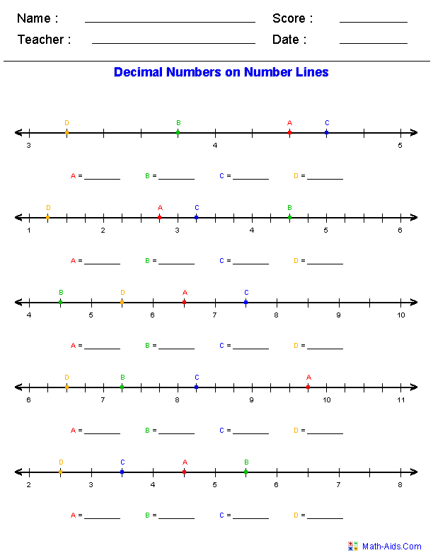 Number Line Worksheets | Dynamic Number Line Worksheets