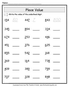 Place Value Worksheet for 2nd - 3rd Grade | Lesson Planet