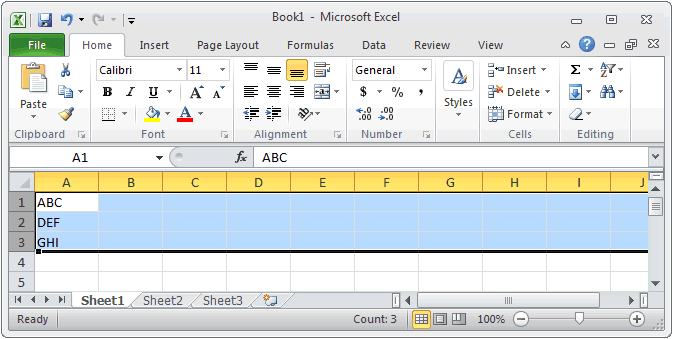 MS Excel 2010: Unhide a row