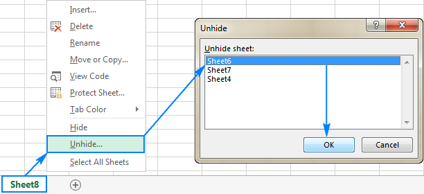 unhide worksheet excel 2010
