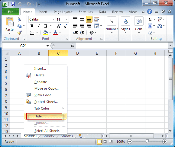 unhide worksheet excel 2010