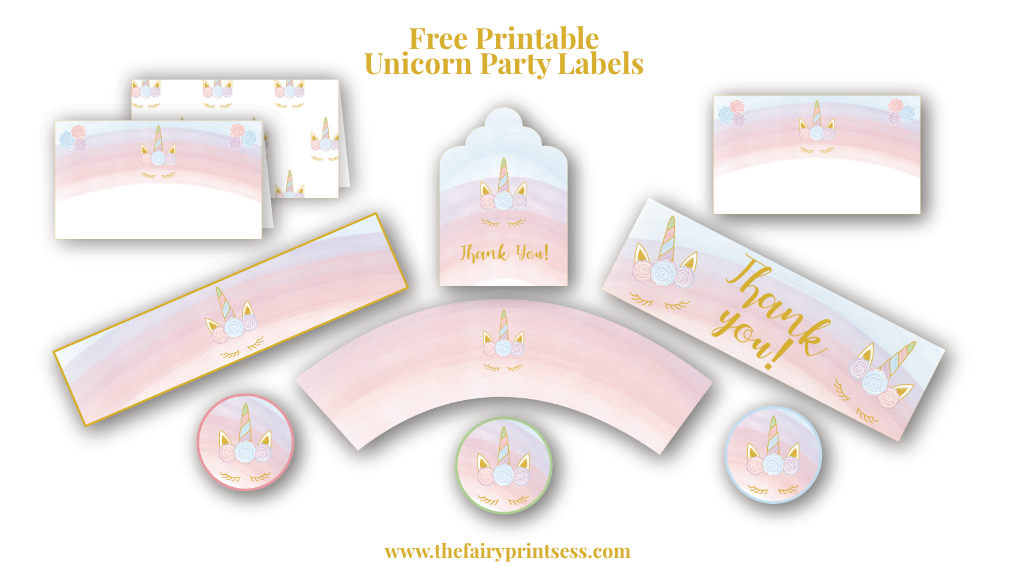 Free Printable Unicorn Party Labels, Cupcake Wrappers, Circles ...