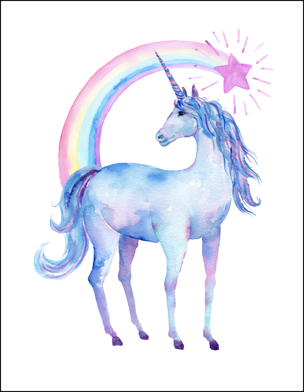 Free Printable Watercolor Unicorn Pictures - Oh My Creative