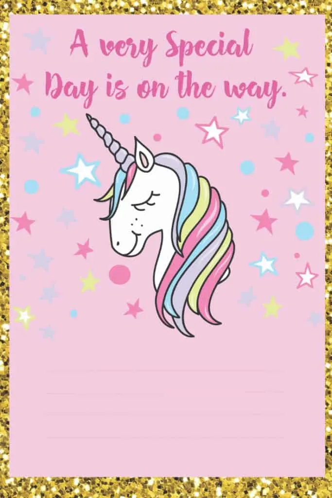 unicorn invitations for birthday party printable