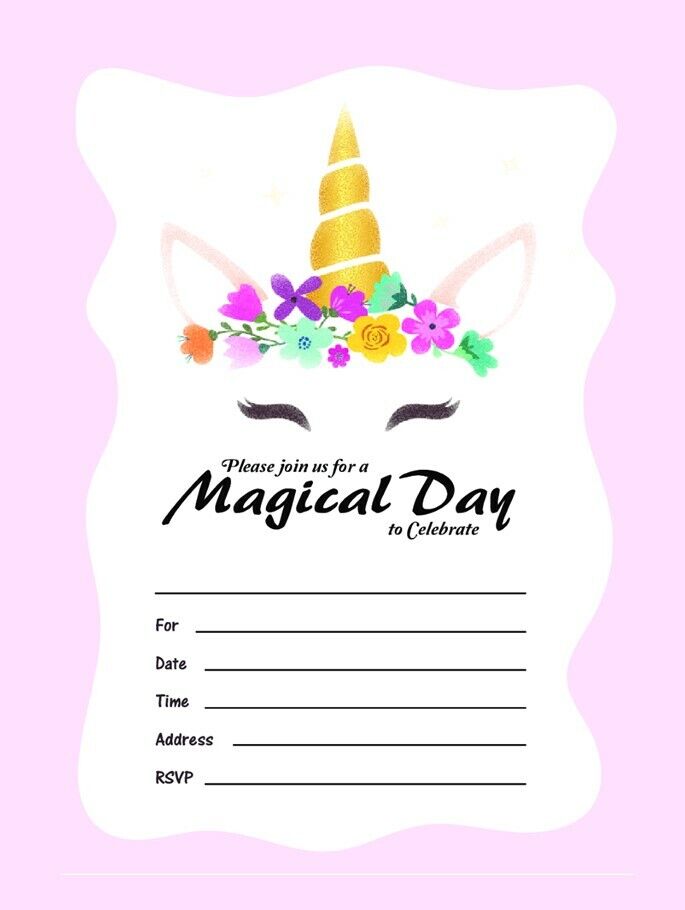 unicorn invitations for birthday party printable