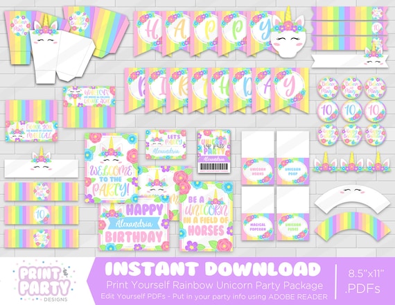 unicorn printable party favors