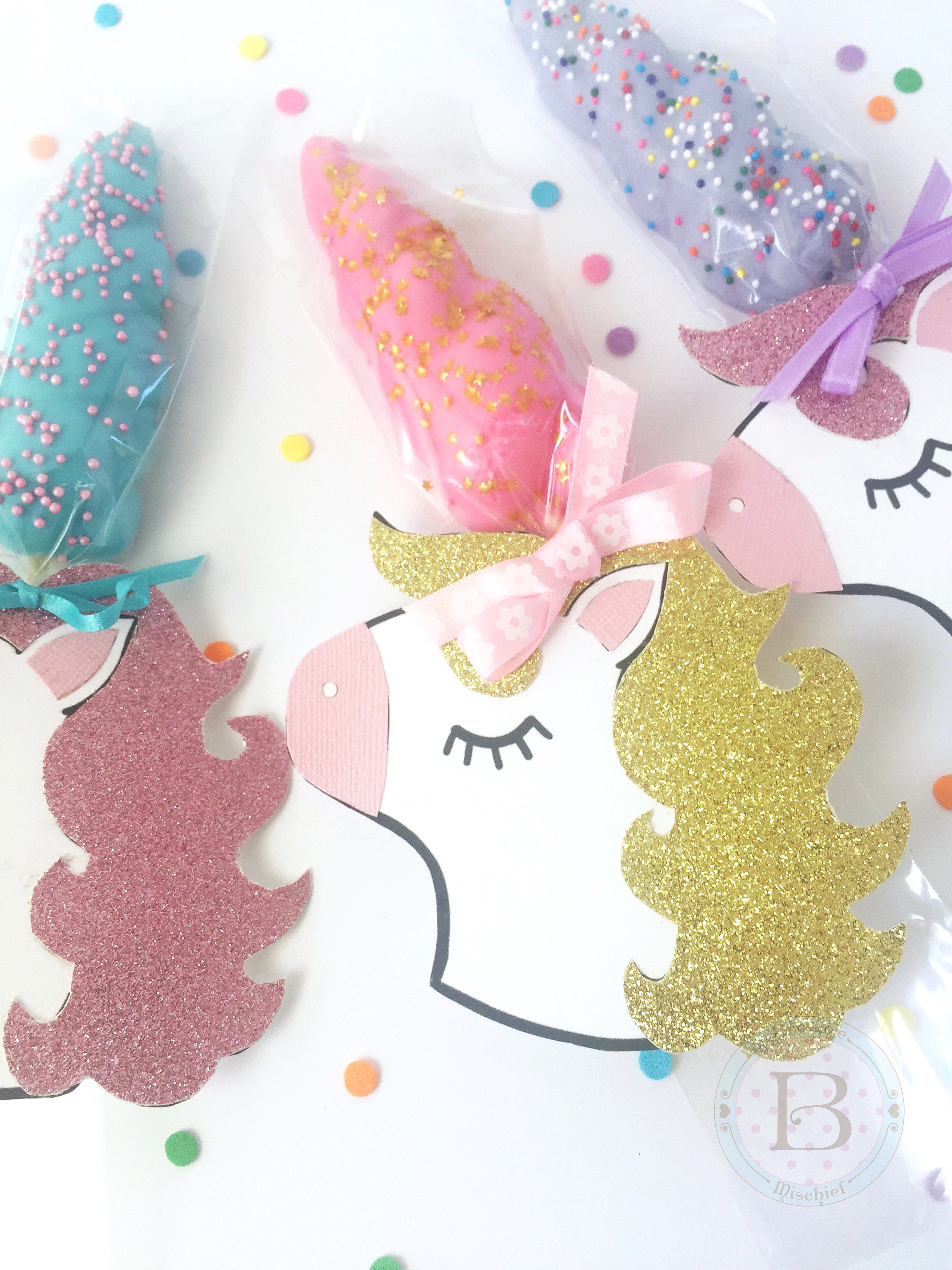 Unicorn Horn Cookie Party Favors - Brownie Mischief