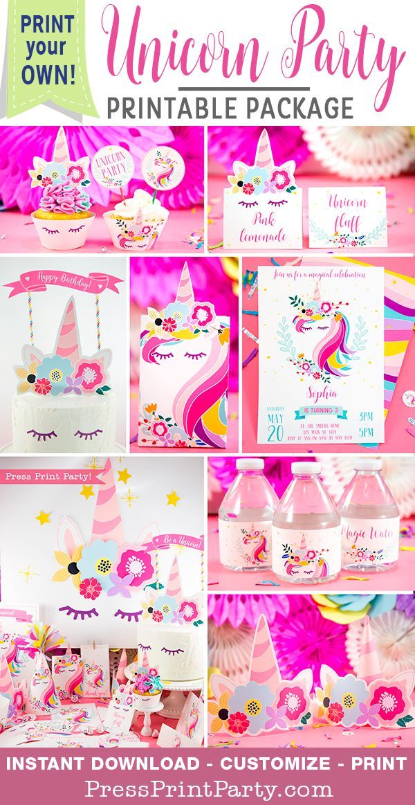 Unicorn Birthday Party Printable Set
