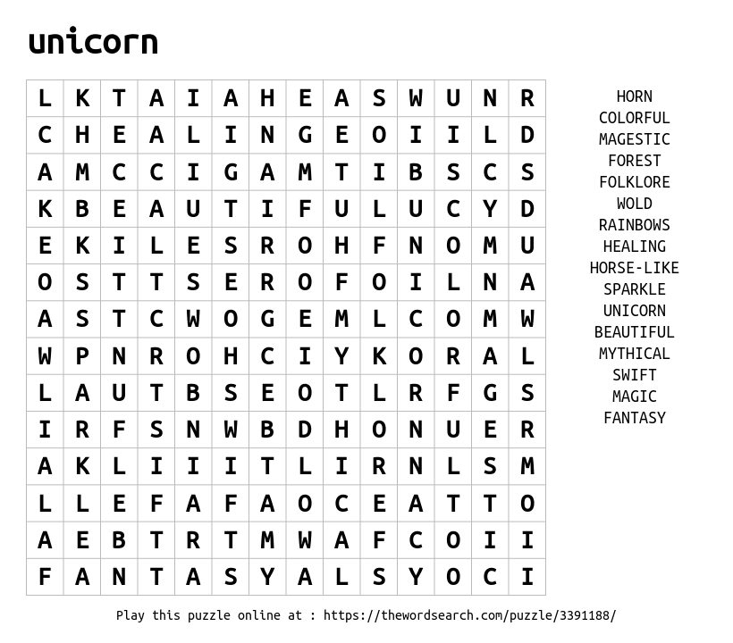 Download Word Search on unicorn