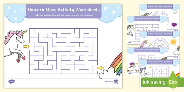 FREE! - Unicorn Maze Activity Worksheets (teacher made)