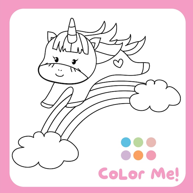 Premium Vector | Coloring unicorn worksheet for children ...