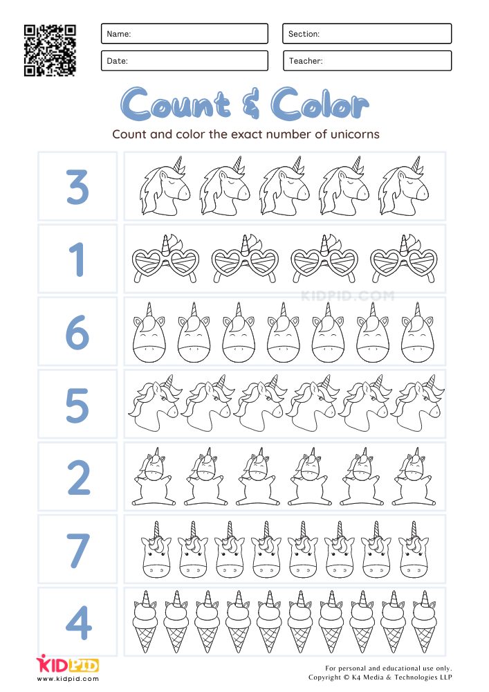 unicorn printable worksheets
