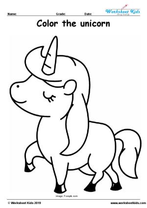 Unicorn coloring page activity for preschool, kindergarten ...