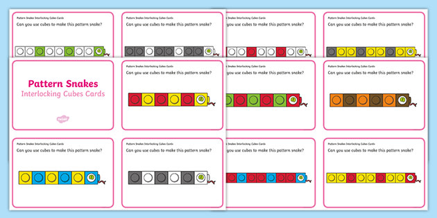 ? Pattern Snakes Interlocking Cubes Cards (teacher made)