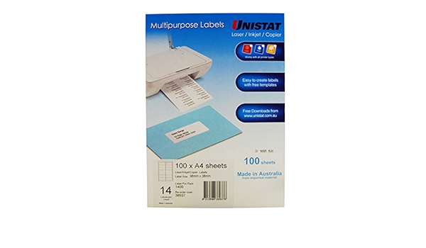 Printable Labels Unistat 14UP Printable Labels for Laser, Inkjet ...