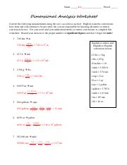 Dimensional analysis worksheet 2020-2021 key.pdf - Name key Period ...