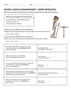 Metric Length Measurement: Word Problems | Worksheet 