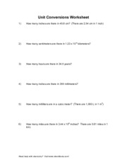 Unit Conversions Worksheet - Unit Conversions Worksheet 1 How many ...