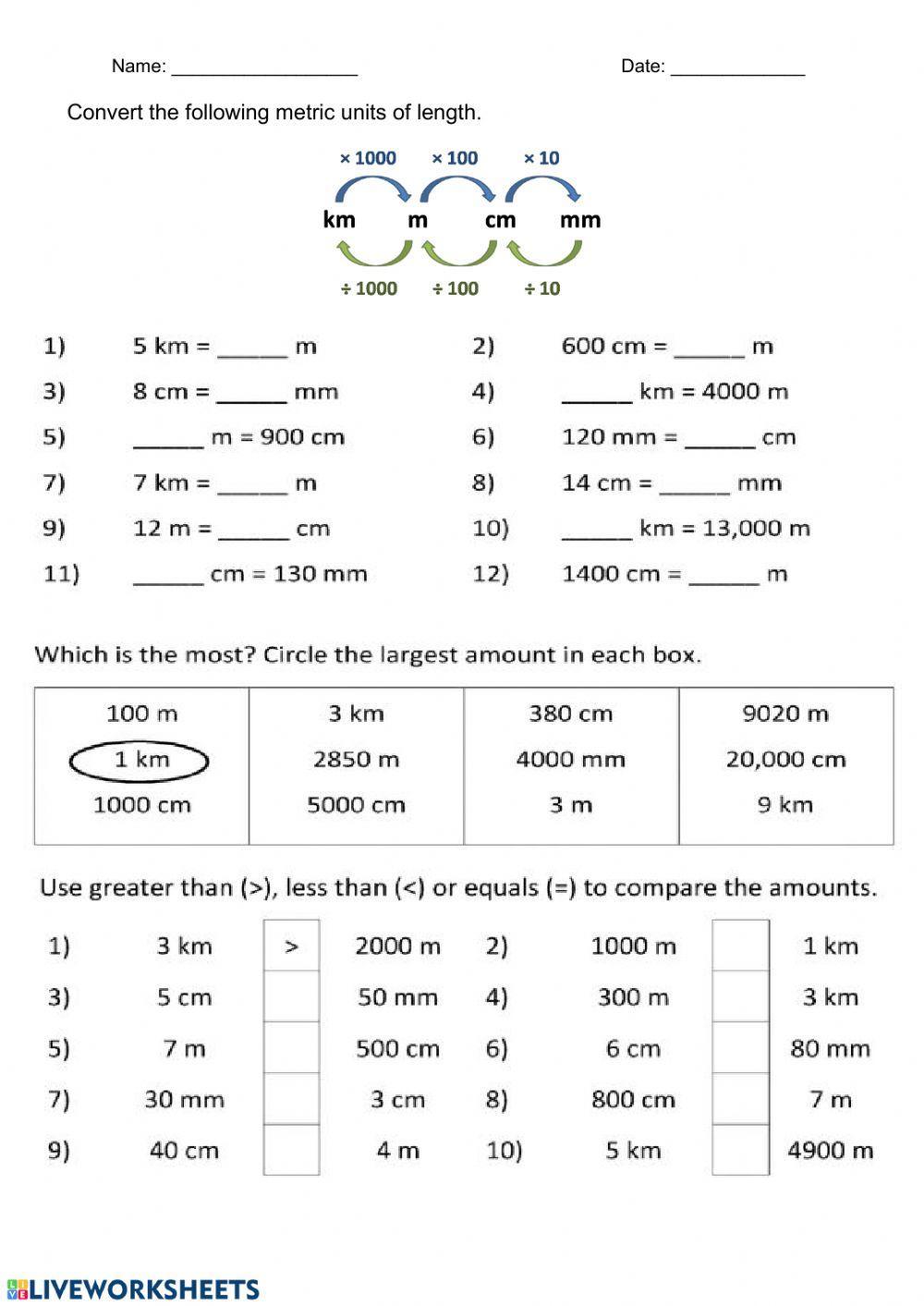Metric Conversions worksheet  