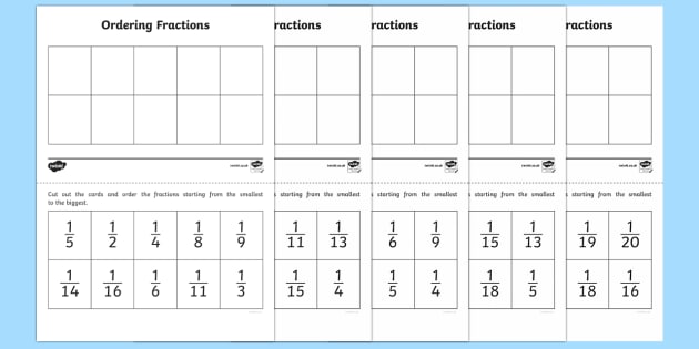 Ordering Unit Fractions Worksheet (teacher made) - Twinkl