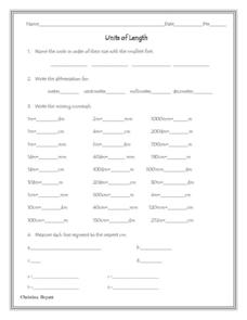 unit of length worksheet