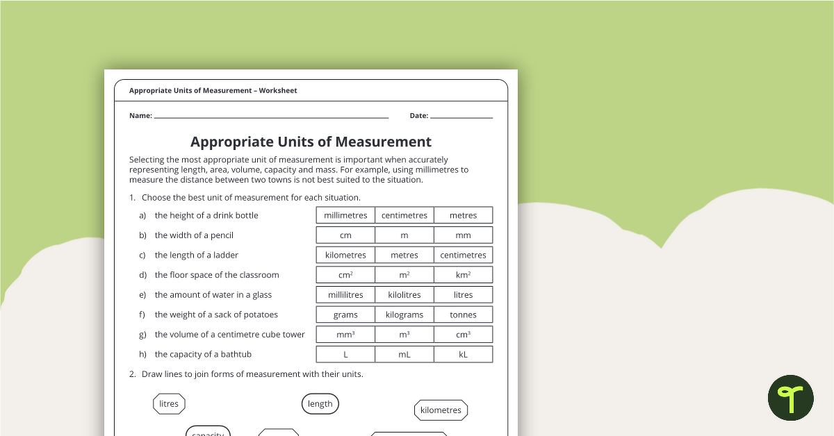 unit of measure worksheet