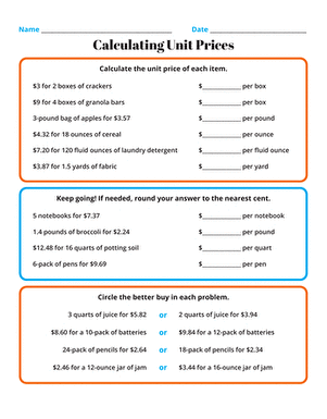 Calculating Unit Prices | Interactive Worksheet 