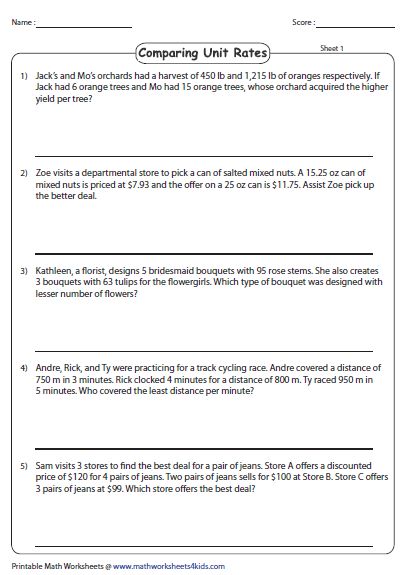 Unit rate word problems: Comparing unit rates | Unit rate ...