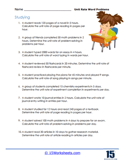 Unit Rate Word Problems Worksheets - 15 Worksheets Library