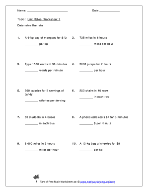unit rate worksheet pdf