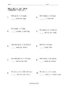 Basic Skills: Unit Rates Worksheet for 7th - 9th Grade | Lesson Planet